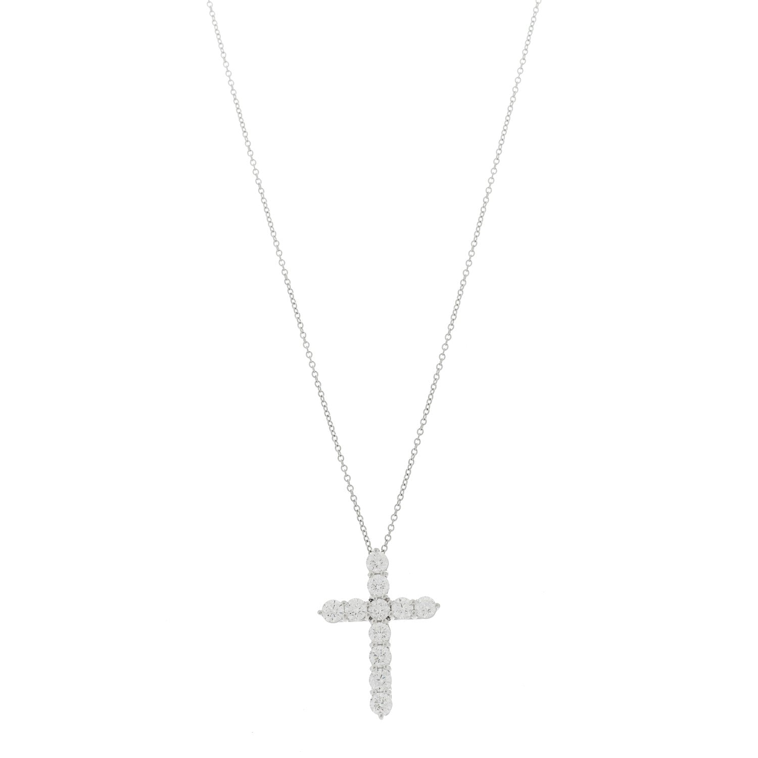 Tiffany Platinum Diamond Large Cross Pendant Necklace 1 of 5