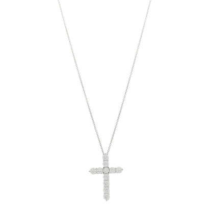 Tiffany Platinum Diamond Large Cross Pendant Necklace 1 of 5