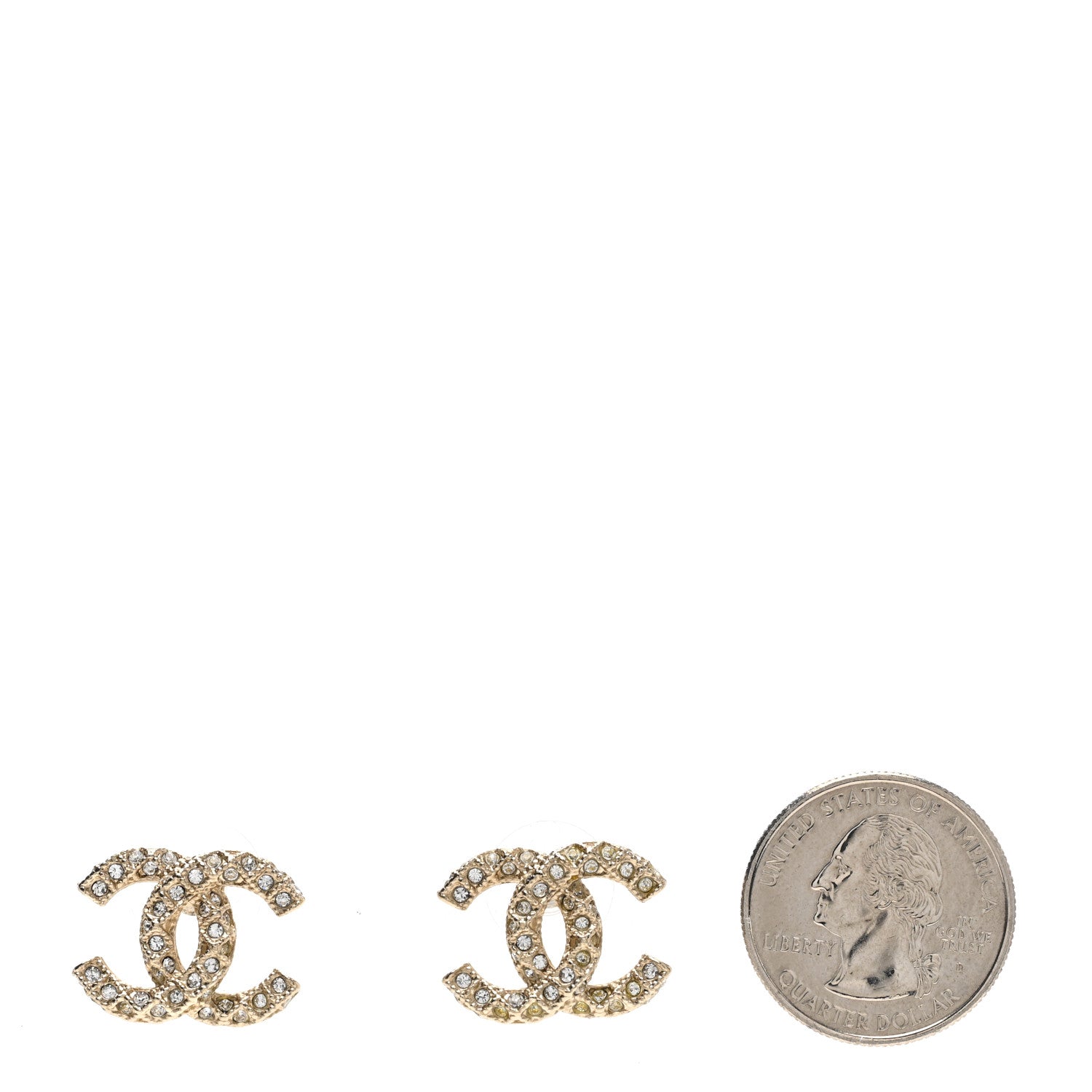 Chanel Metal Crystal CC Earrings Gold 2 of 5