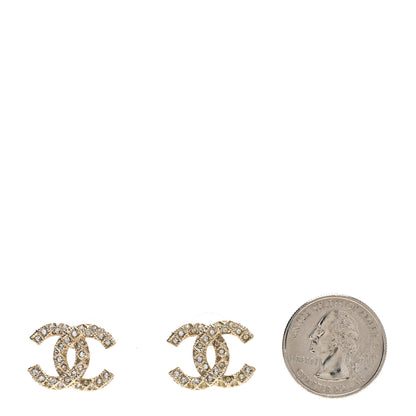 Chanel Metal Crystal CC Earrings Gold 2 of 5