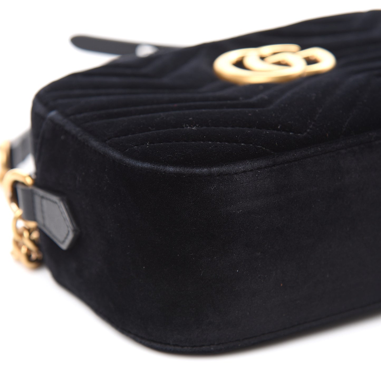 Velvet Matelasse Small GG Marmont Chain Shoulder Bag Black