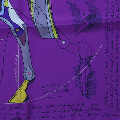 Hermes Silk Le Pegase D'Scarf 90 Ultra Violet Vert Bleu 10 of 11