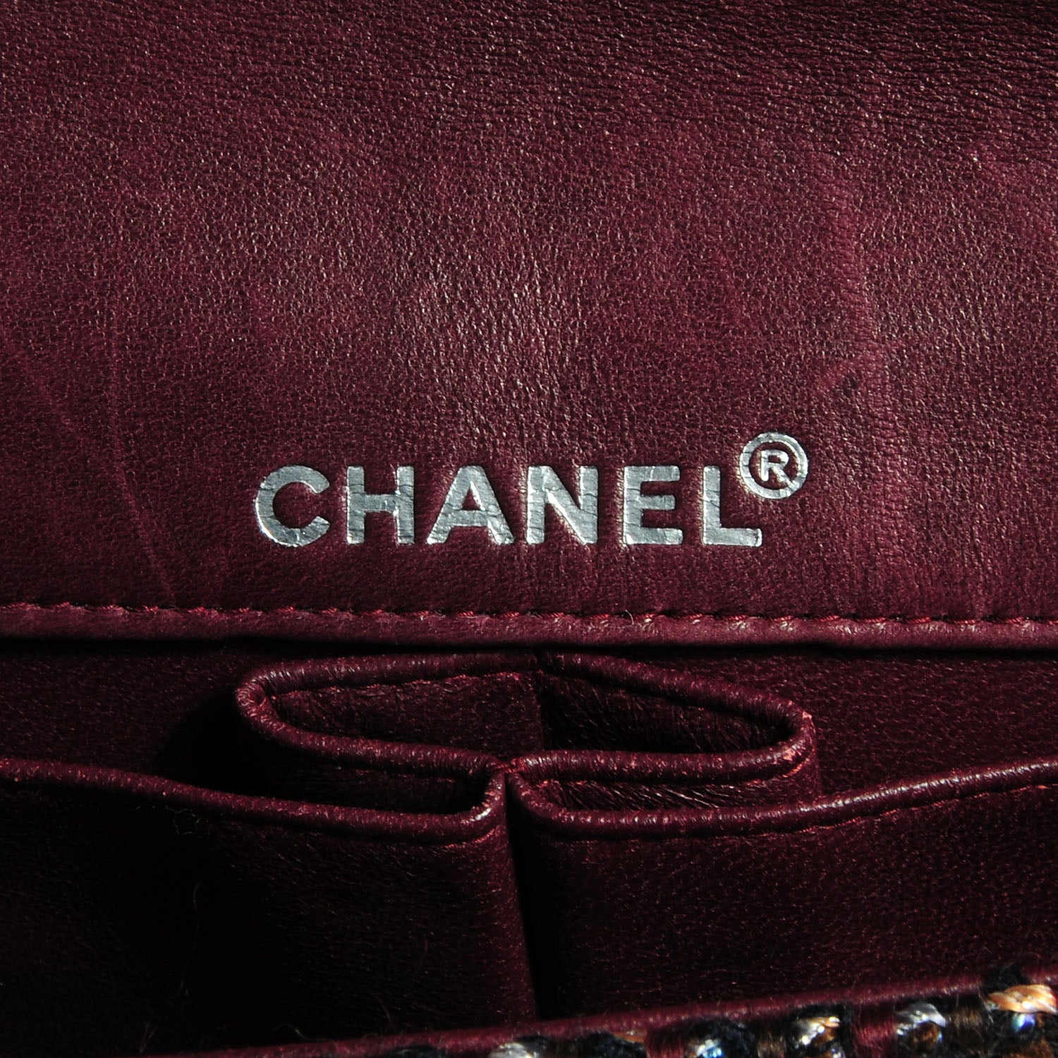 Chanel Tweed East West Flap Burgundy 6 of 9
