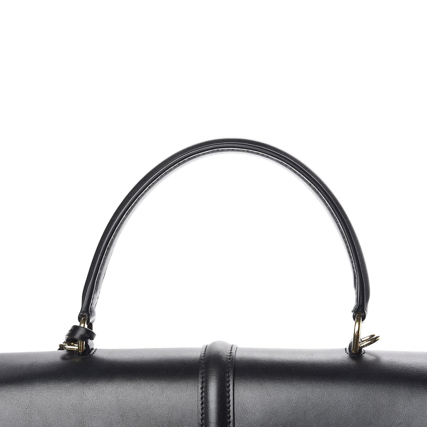 Satinated Calfskin Medium 16 Top Handle Bag Black