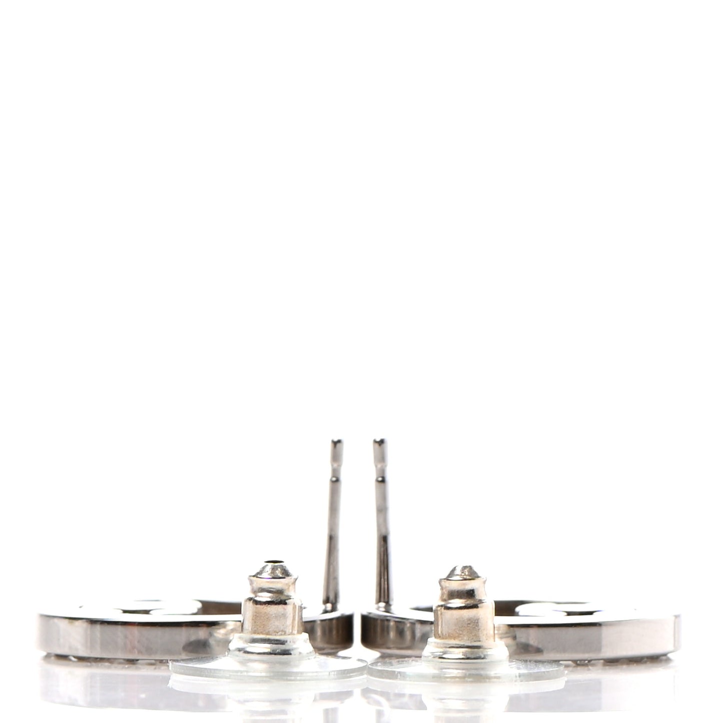 Crystal CC Round Earrings Silver