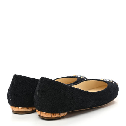 Chanel Tweed Crystal CC Ballerina Flats 39.5 Black 4 of 9