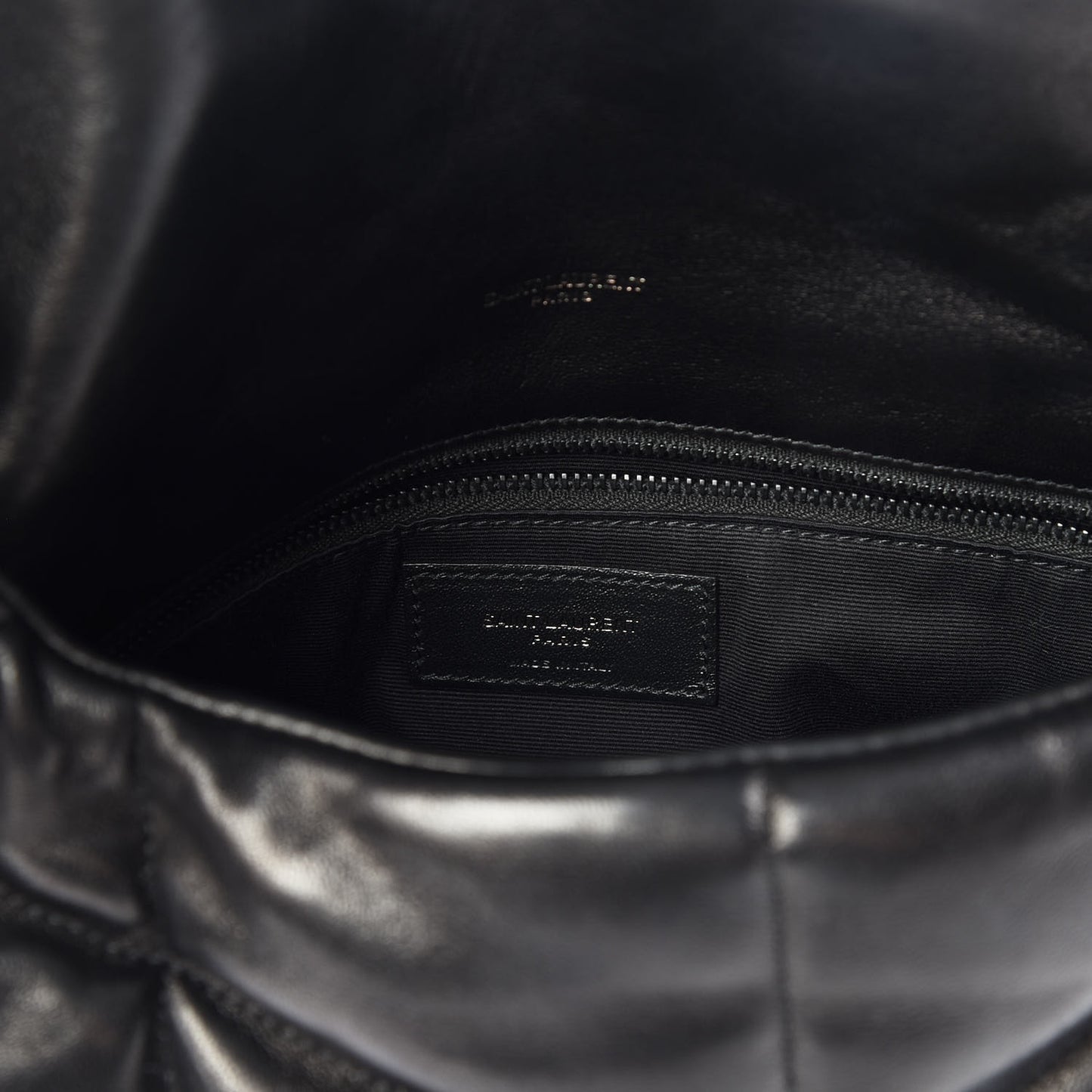 Lambskin Quilted Medium Loulou Puffer Monogram Chain Satchel Black