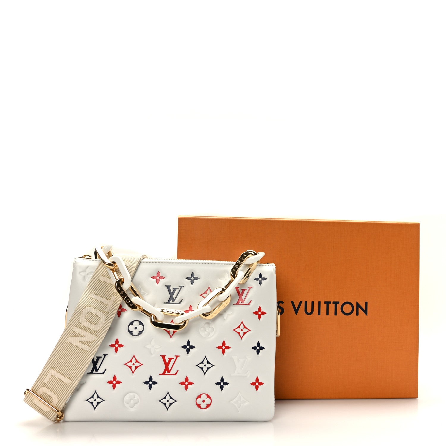 Louis Vuitton Lambskin Embossed Monogram LV H32 PM White 9 of 9