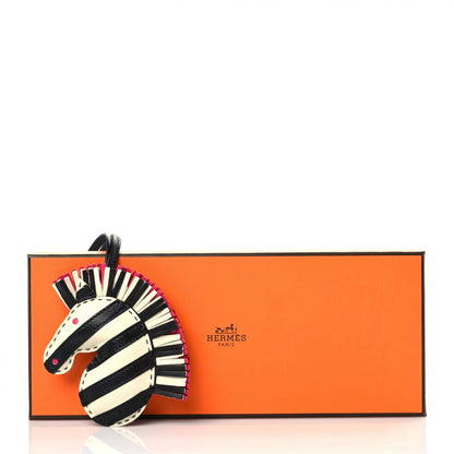 Hermes Milo Lambskin Geegee Savannah Bag Charm Craie Black Rose Mexico 4 of 4