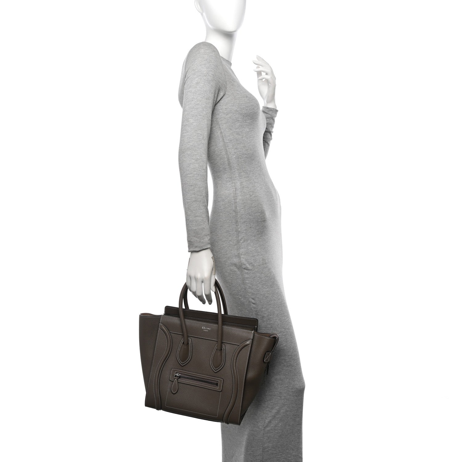 Celine Drummed Calfskin Micro Luggage Souris 2 of 10