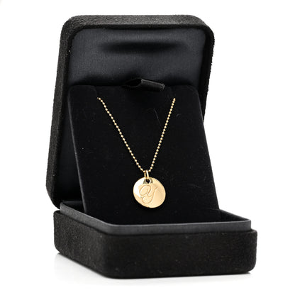 Tiffany 18K Yellow Gold Notes Letter Y Disc Charm Pendant Necklace 5 of 5