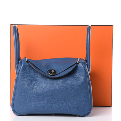 Hermes Taurillon Clemence Lindy 26 Bleu Agate 13 of 13