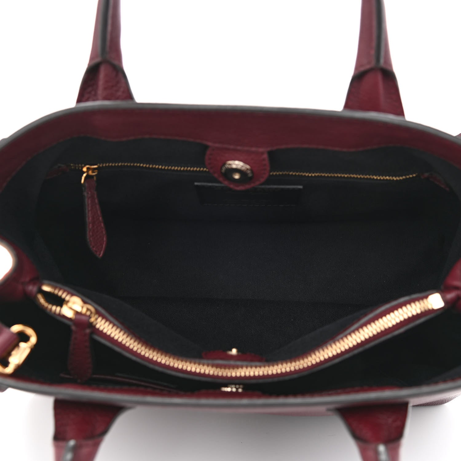 Burberry Grainy Calfskin House Check Medium Banner Tote Mahogany Red 5 of 13