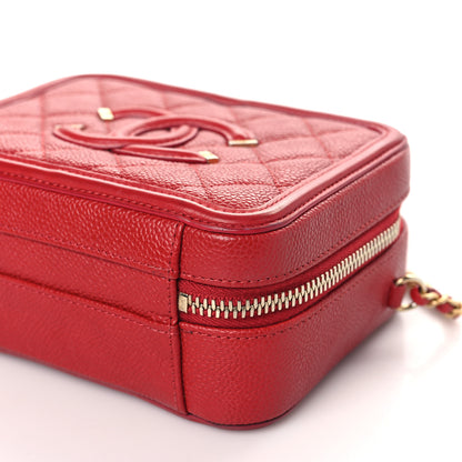 Chanel Caviar Quilted Small CC Filigree Vanity Case Red 10 of 12
