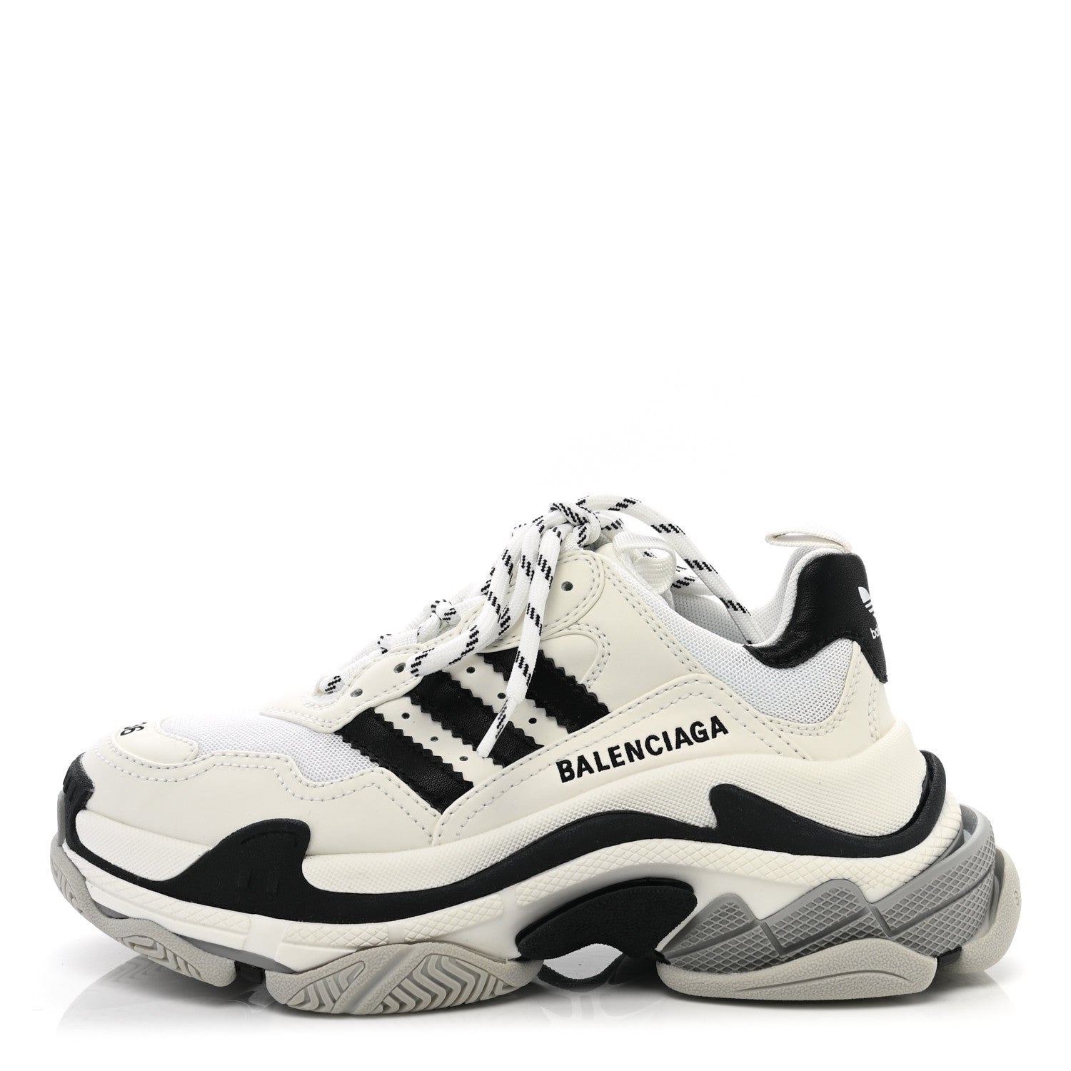 Balenciaga X ADIDAS Fabric Mesh Womens Triple S Sneakers 36 White Black Light Grey Grey 1 of 7