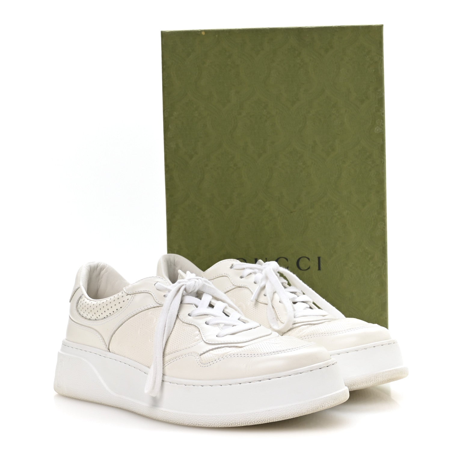 Gucci Calfskin GG Tennis Embossed Perforated Mens Interlocking G