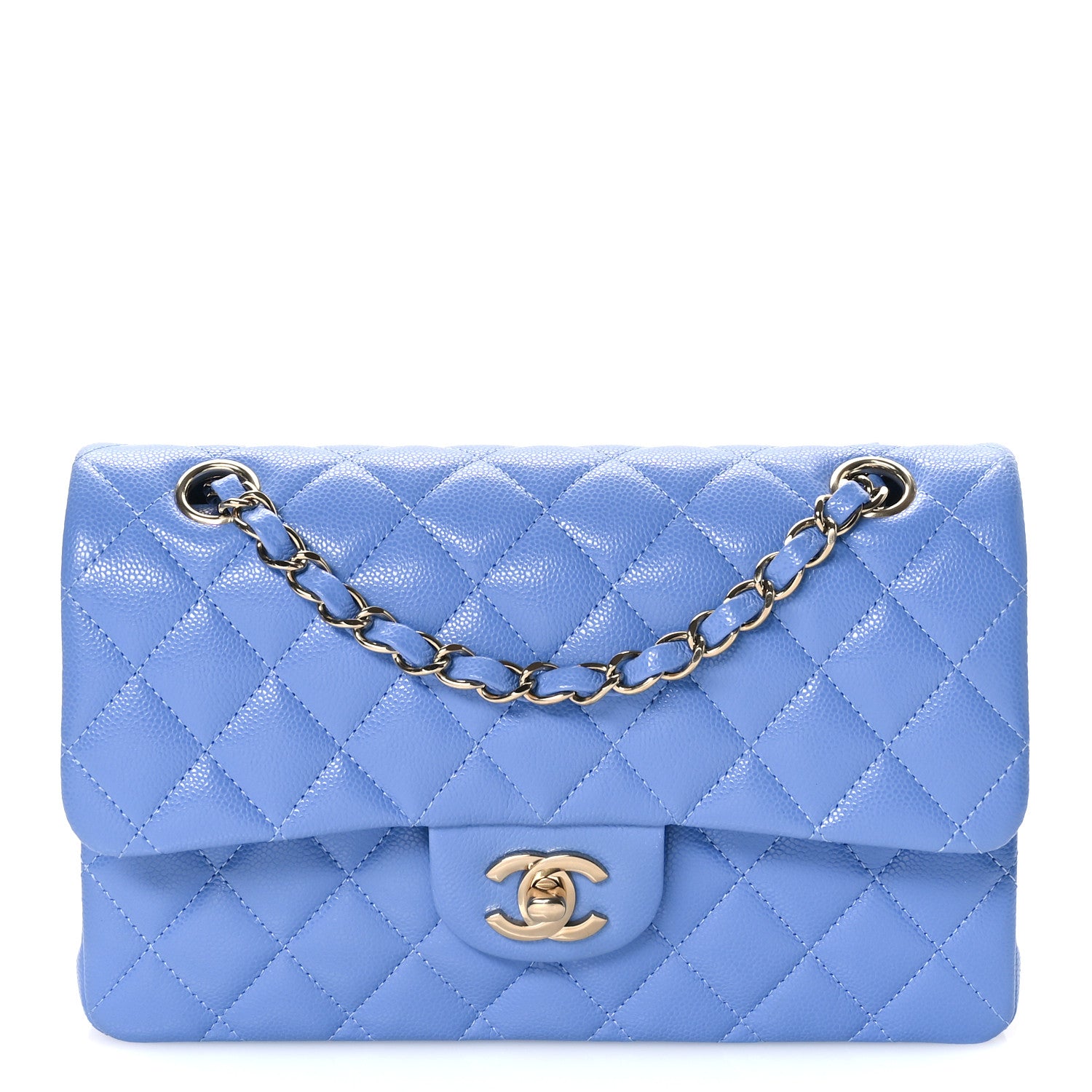 Chanel Caviar Quilted Small Double Flap Light Blue 1 of 10