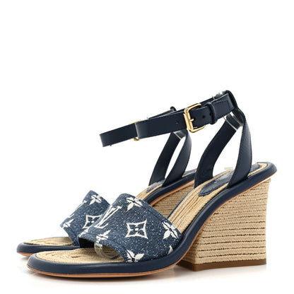 Louis Vuitton Monogram Denim Maia Wedge Sandal 36 3 of 8