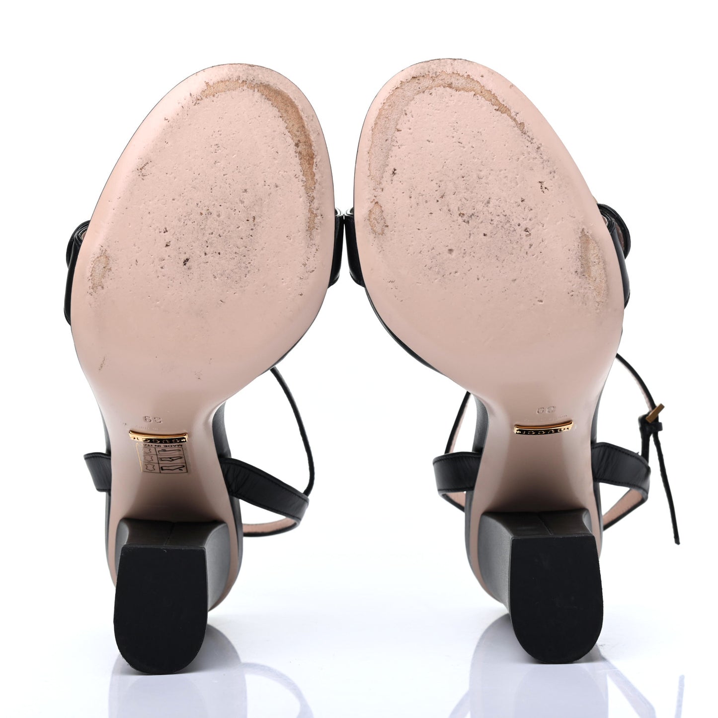 Lifford Calfskin GG Marmont Ankle Wrap 105mm Sandals 39 Black