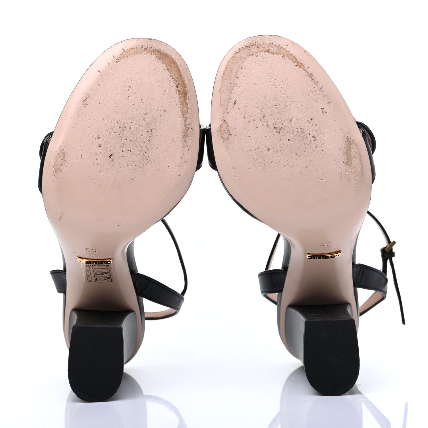 Gucci Lifford Calfskin GG Marmont Ankle Wrap 105mm Sandals 39 Black 5 of 15