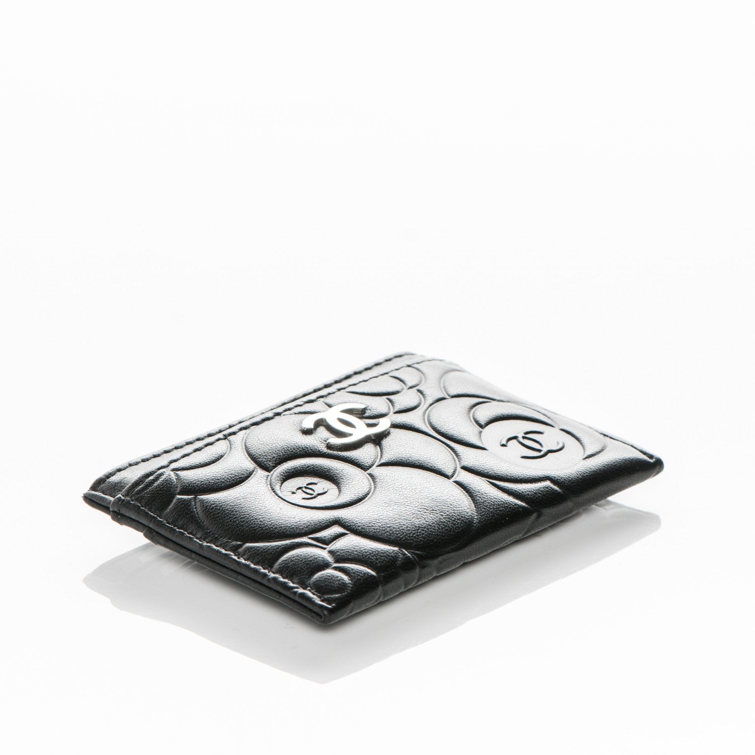 Chanel Lambskin Camellia Embossed Card Holder Black 4 of 8