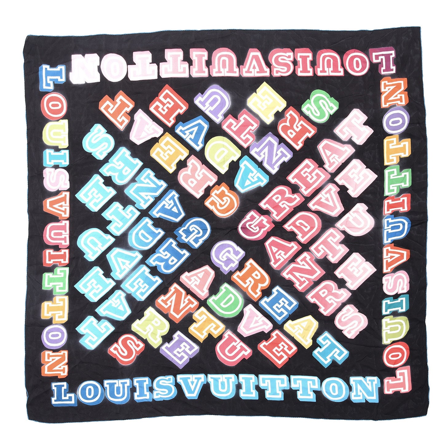 Silk Neon Great Adventures Giant Square Scarf Black