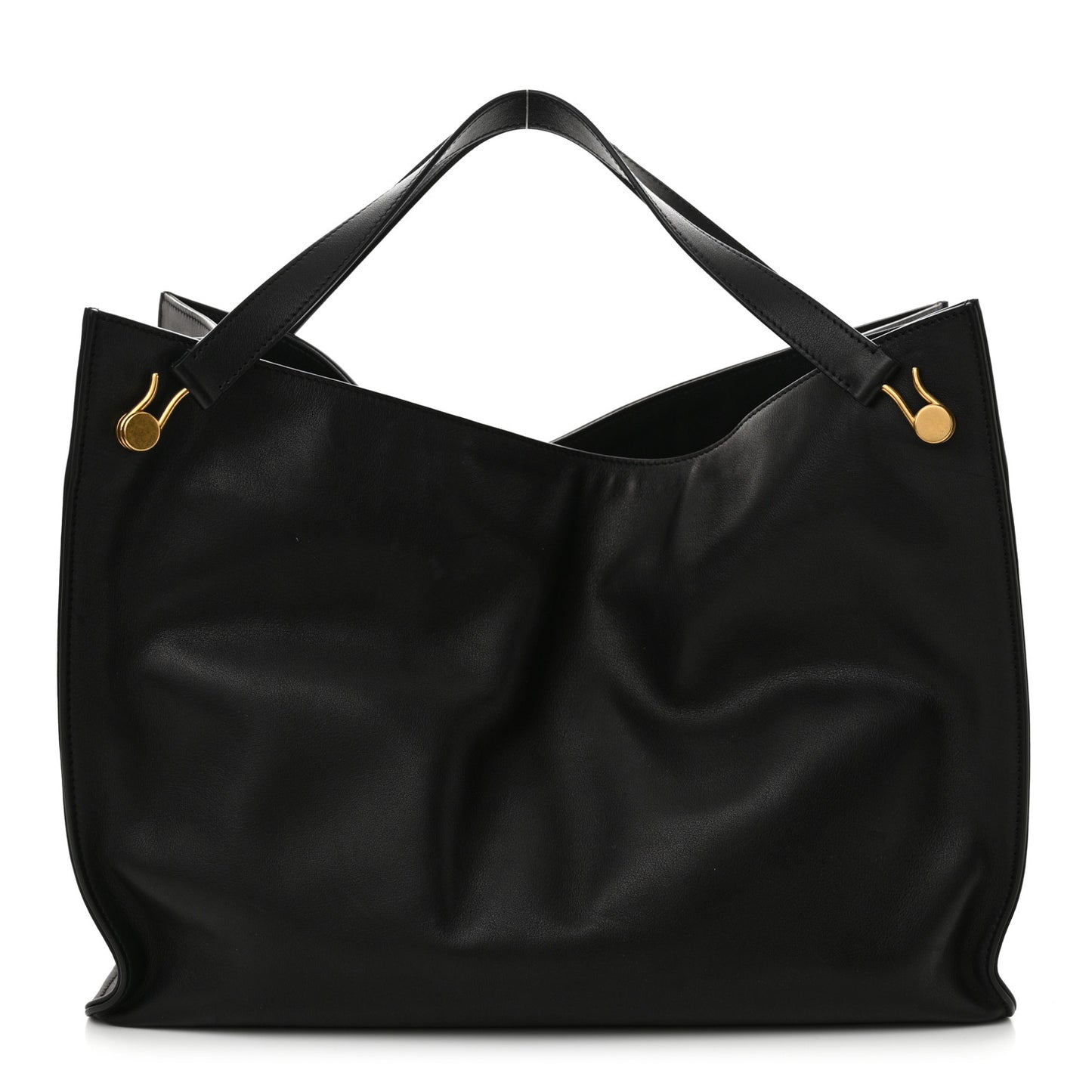 Polished Saddle Calfskin Alexia Bag Black