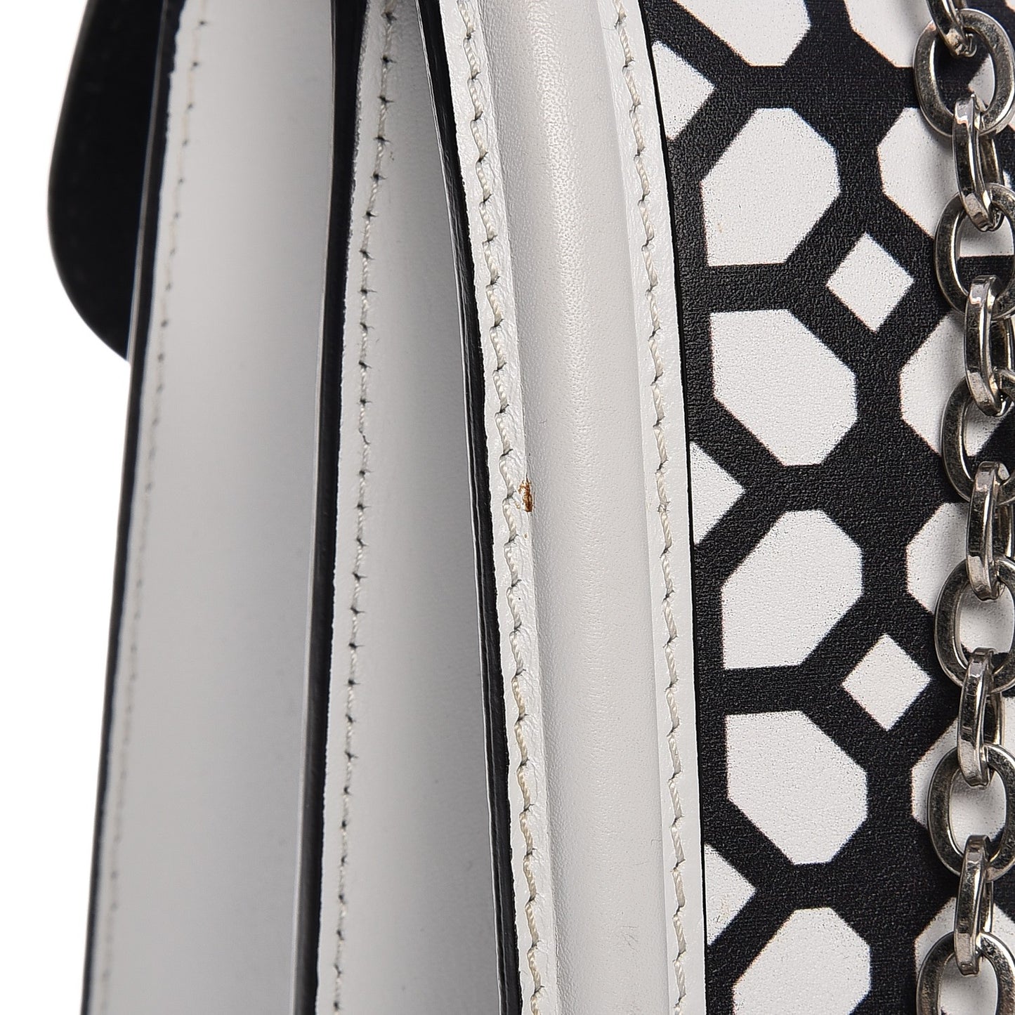 Calfskin Heroine Chain Satchel Ivory Black