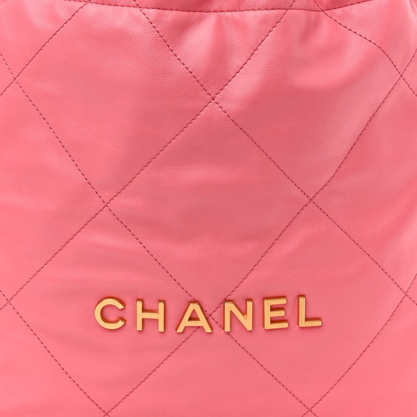 Shiny Calfskin Quilted Small Chanel 22 Coral Pink