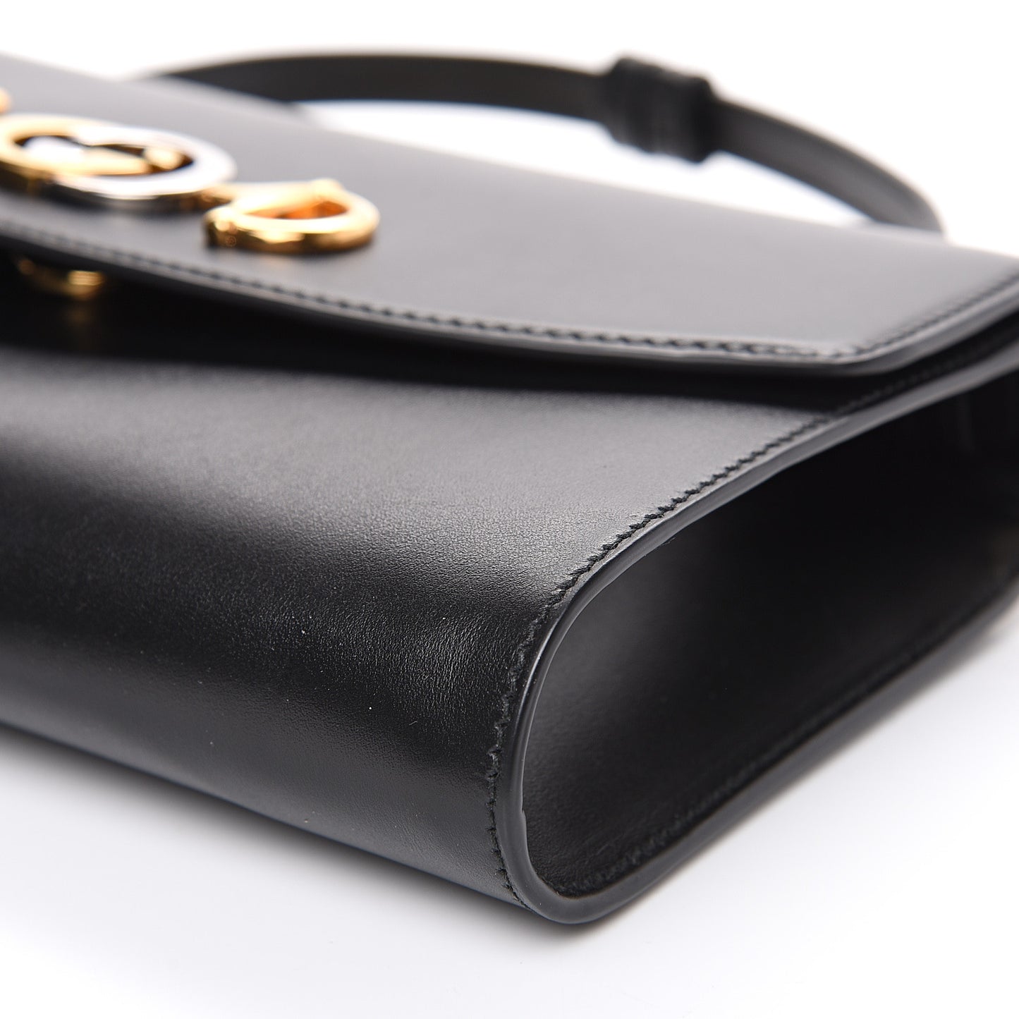 Smooth Calfskin Small Zumi Top Handle Shoulder Bag Black