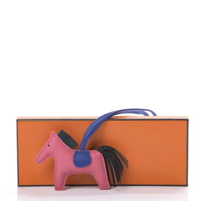 Hermes Milo Lambskin Grigri Rodeo Horse Bag Charm PM Rose Azalee Vert Cypress Bleu Electrique 5 of 5