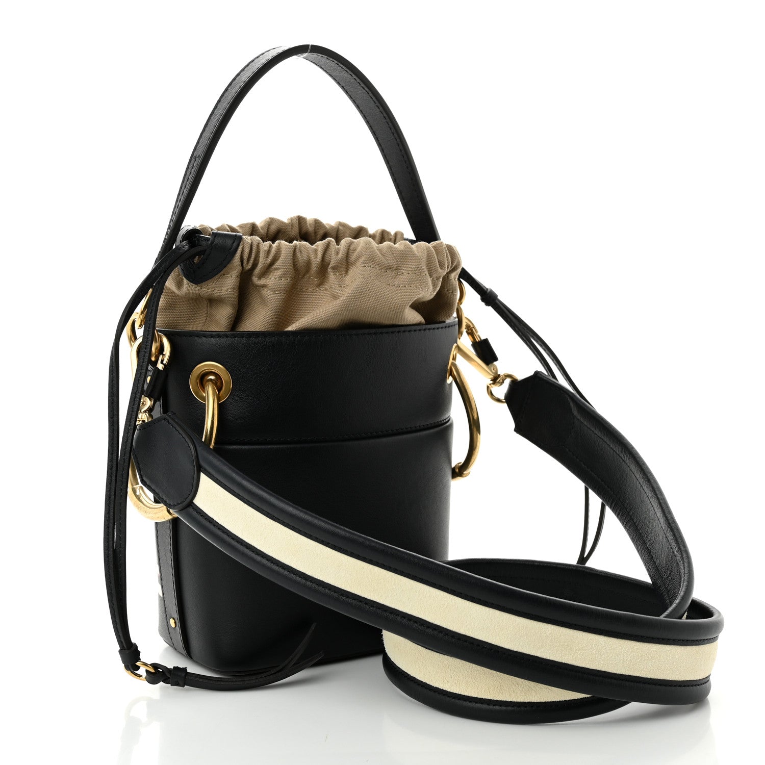 Chloe Smooth Calfskin Logo Mini Roy Bucket Bag Full Blue 3 of 10