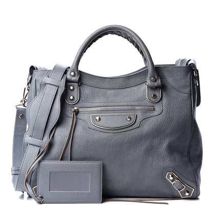 Balenciaga Chevre Silver Metallic Edge Hardware Velo Bleu Acier 1 of 9