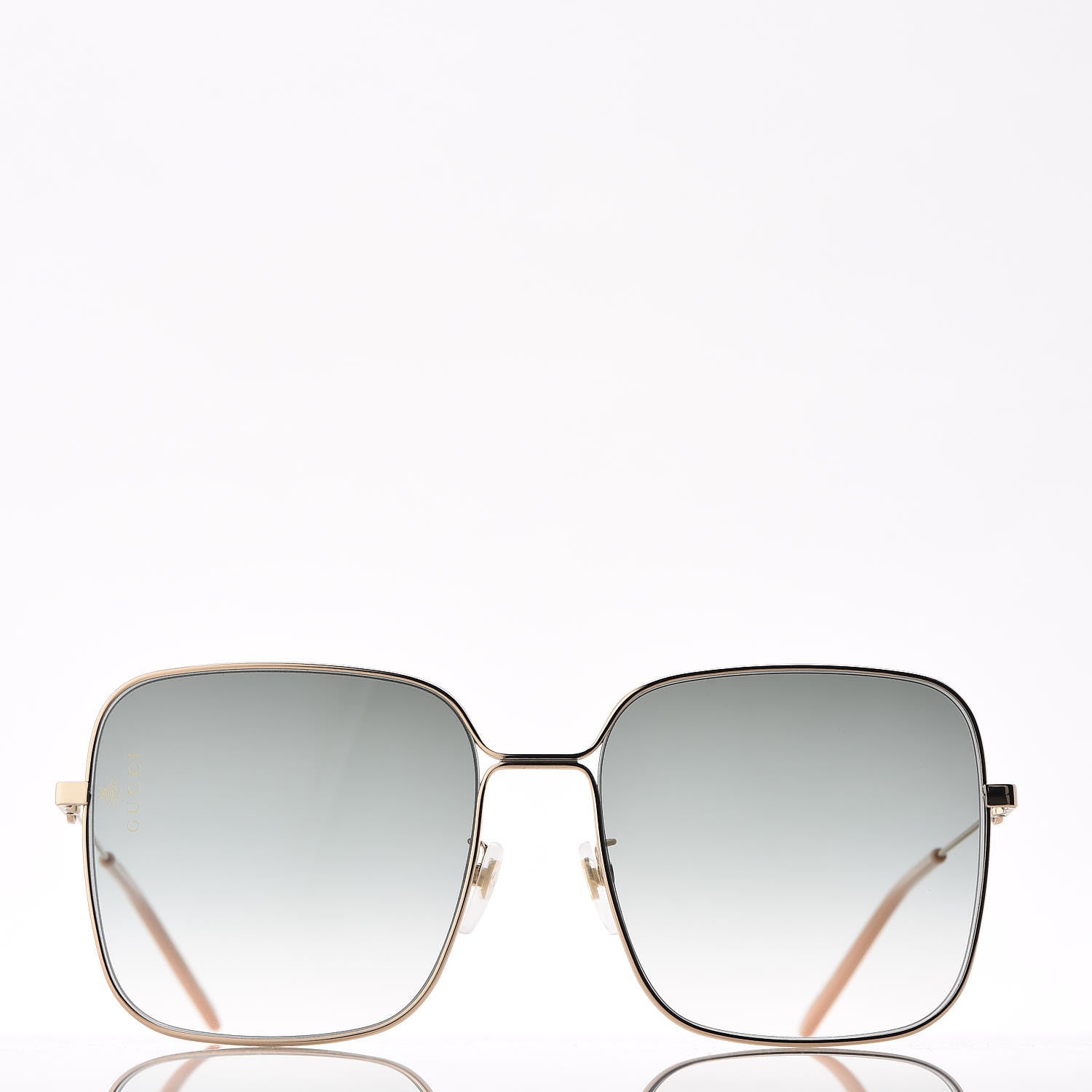 Gucci Metal Square Frame Sunglasses GG0443S Gold Grey 2 of 8
