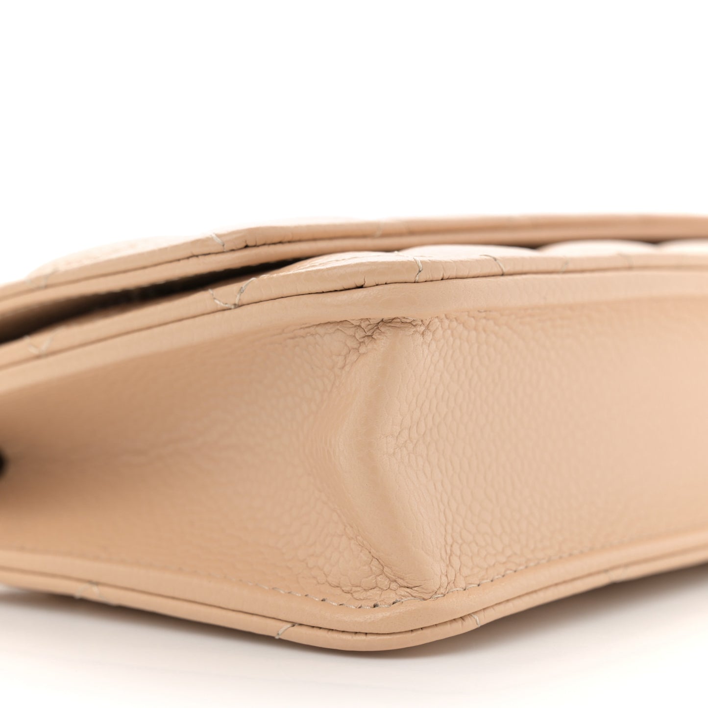 Caviar Quilted Wallet On Chain WOC Beige