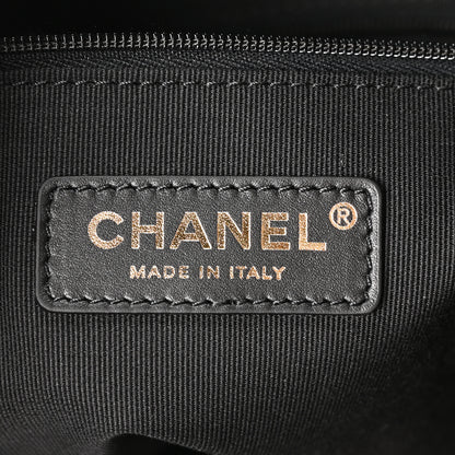 Chanel Suede Calfskin Shiny Lambskin Quilted Coco Base Shopping Bag Grey Black 6 of 11