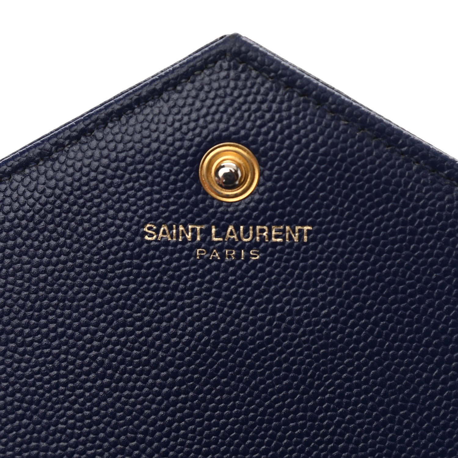 Saint Laurent Grain De Poudre Matelasse Chevron Monogram Chain Wallet Navy 5 of 11