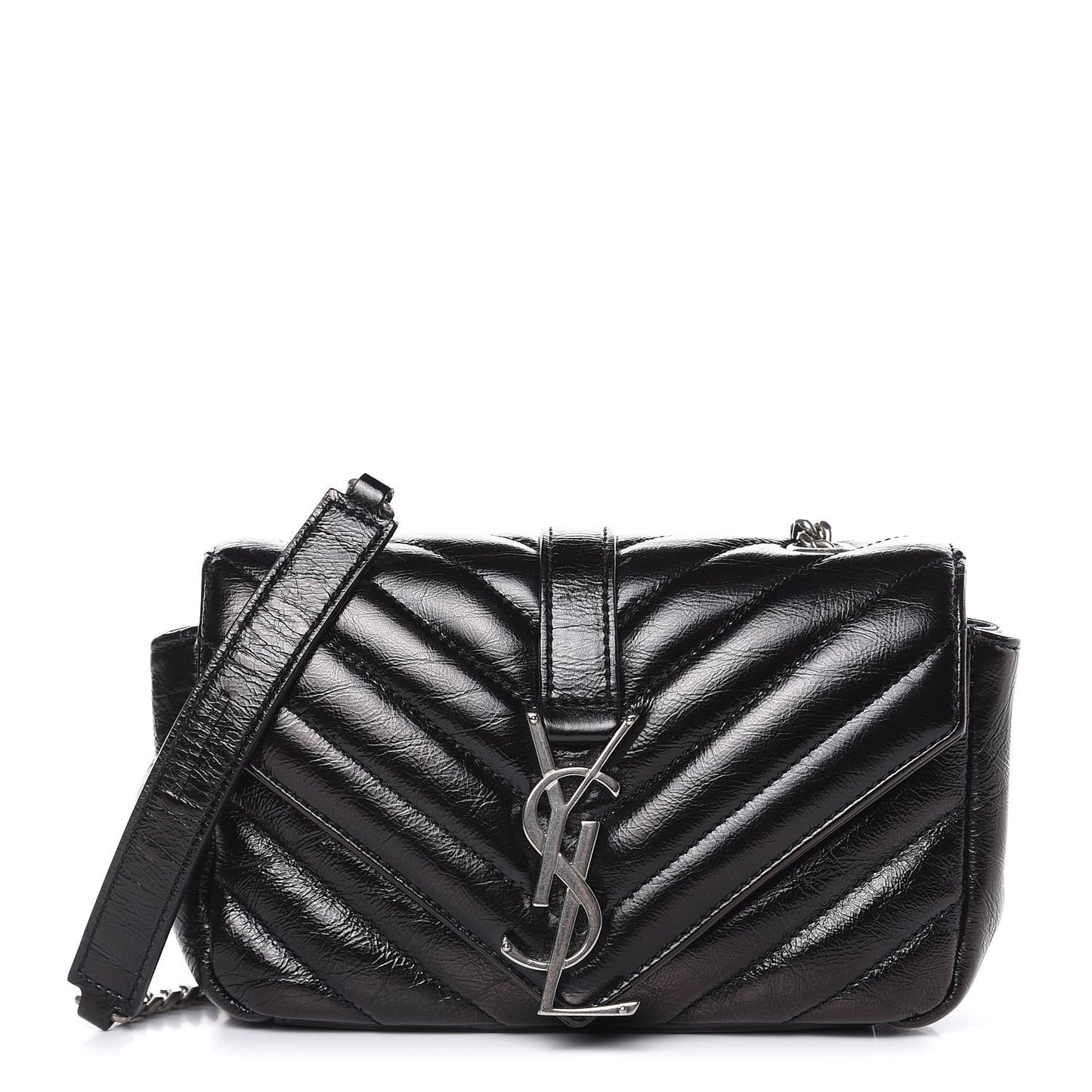 Sheepskin Matelasse Chevron Monogram Classic Baby Chain Bag Black
