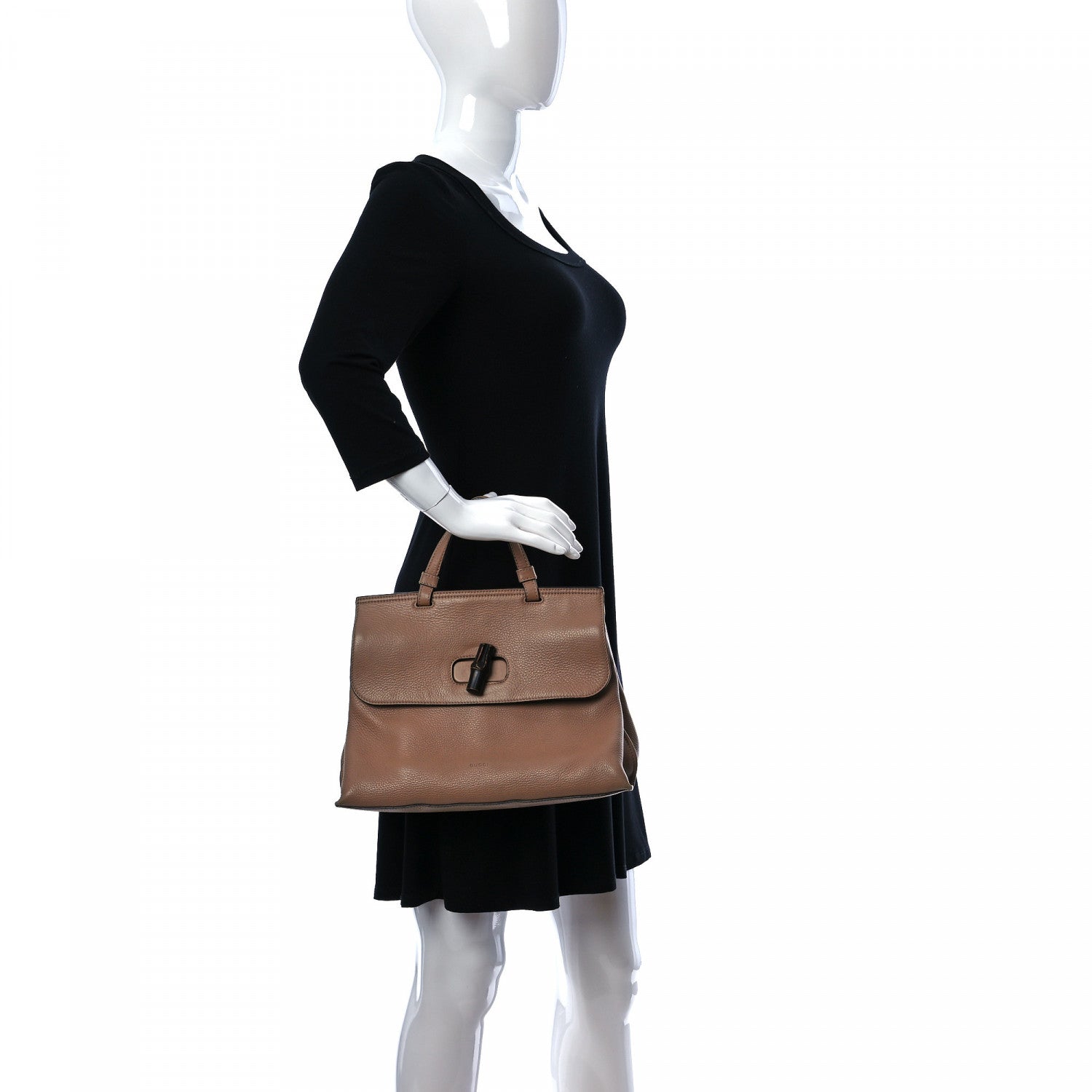 Gucci Cellarius Calfskin Medium Bamboo Daily Top Handle Bag Camelia 2 of 14