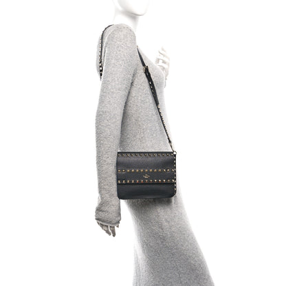 Valentino Garavani Grainy Calfskin Rockstud Flap Crossbody Bag Black 2 of 9