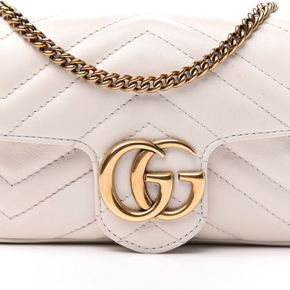 Gucci Calfskin Matelasse Super Mini GG Marmont Shoulder Bag White 16 of 17
