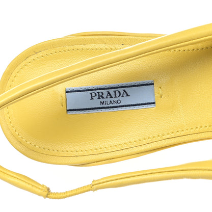 Prada Spazzolato Triangle Logo Pointed Toe 45mm Slingback Pumps 38 Ananas 7 of 8