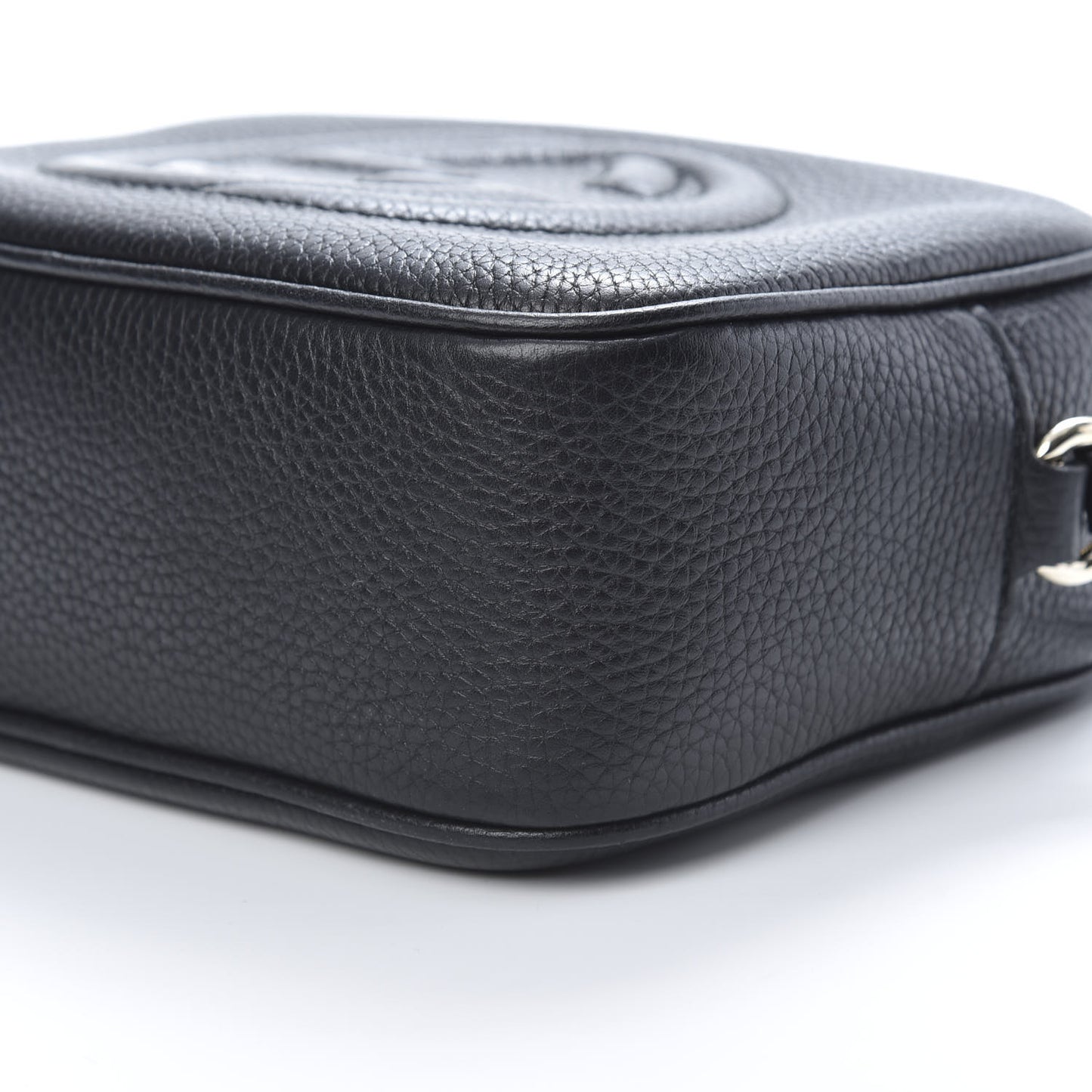 Pebbled Calfskin Small Soho Disco Bag Black