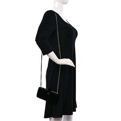 Chanel Velvet Quilted Small Clutch With Chain Black 3 of 11
