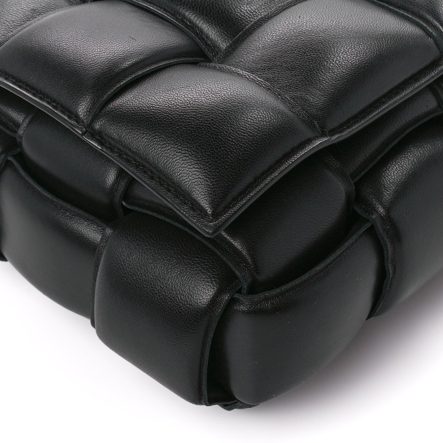 Nappa Maxi Intreccio Padded Cassette Crossbody Bag Black