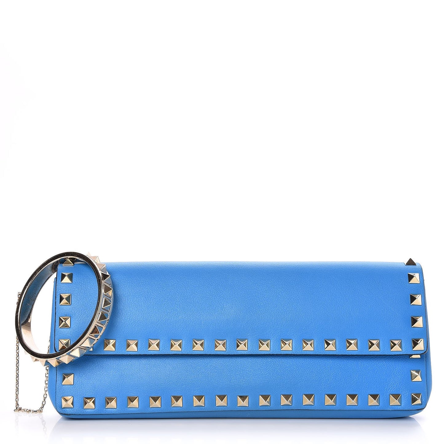 Nappa Rockstud Bangle Clutch Blue Fluo