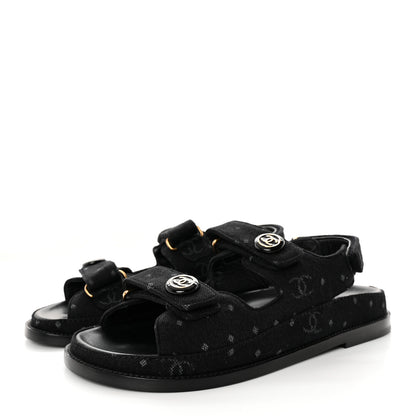 Chanel Denim Printed Dad Sandals 38.5 Black 3 of 15