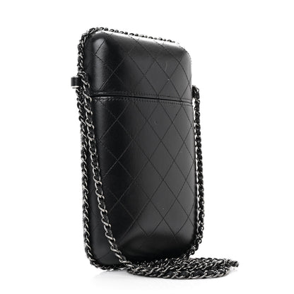 Chanel Lambskin Quilted Chain Around Phone Holder Black 3 of 11