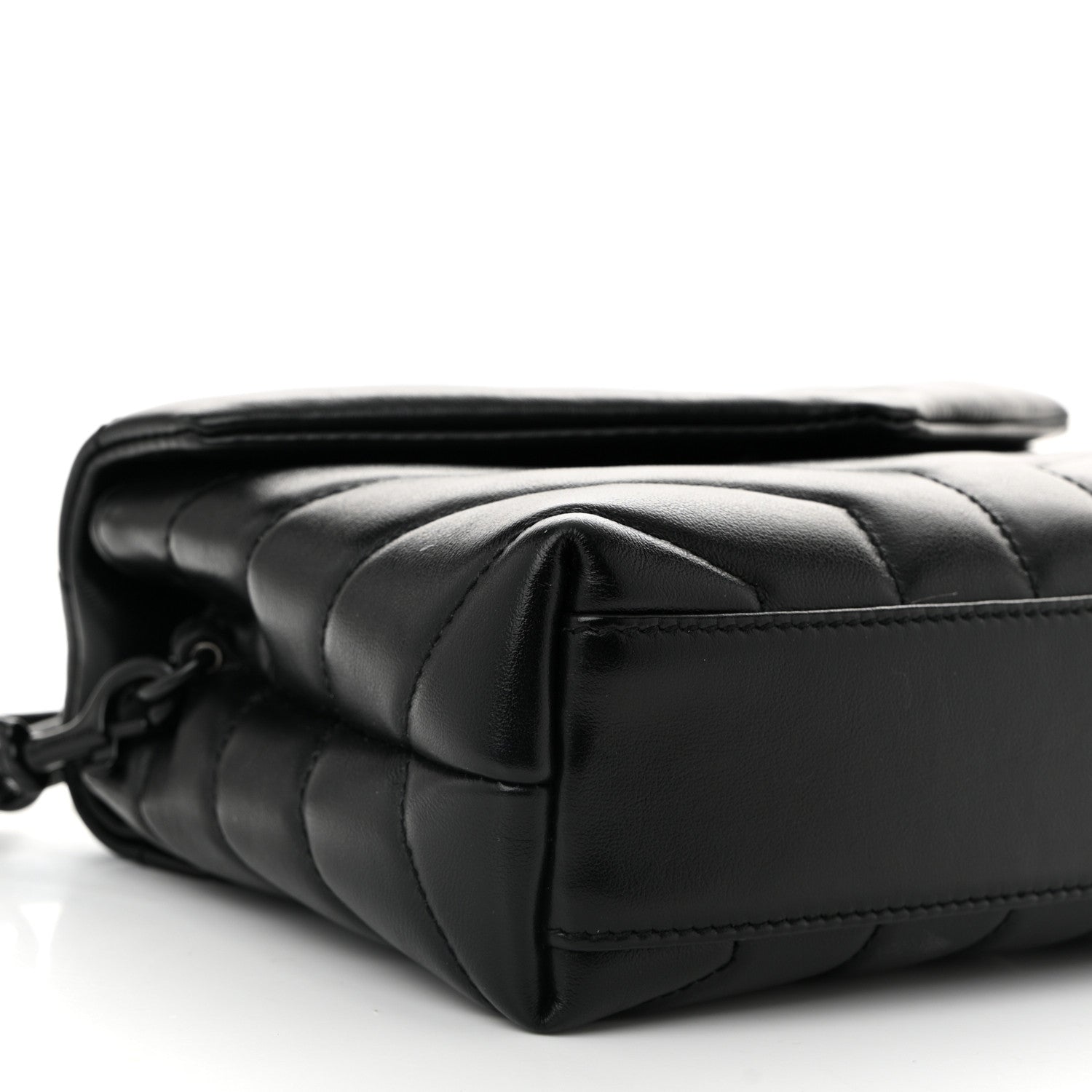 Saint Laurent Calfskin Y Quilted Monogram Monochrome Toy Loulou Crossbody Bag Black 9 of 12