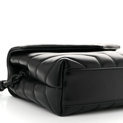 Saint Laurent Calfskin Y Quilted Monogram Monochrome Toy Loulou Crossbody Bag Black 9 of 12
